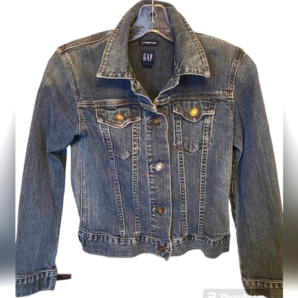 GAP Women's Blue Button Down Denim Jean Jacket Medium Wash Size XS - Picture 2 of 6